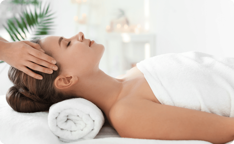 Client enjoying a relaxing spa treatment